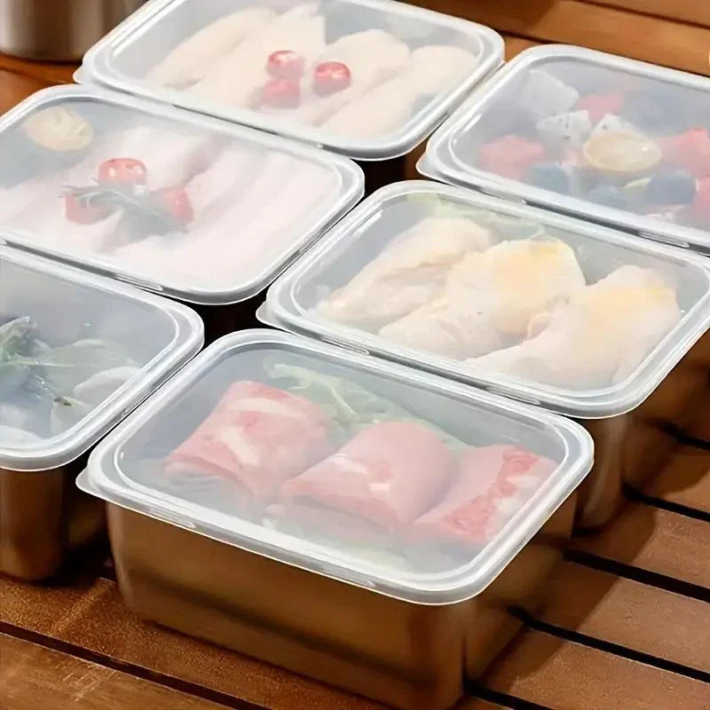 Kit 7 Marmitas de Aço Inox com Tampa Seladora