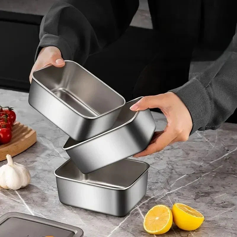 Kit 7 Marmitas de Aço Inox com Tampa Seladora