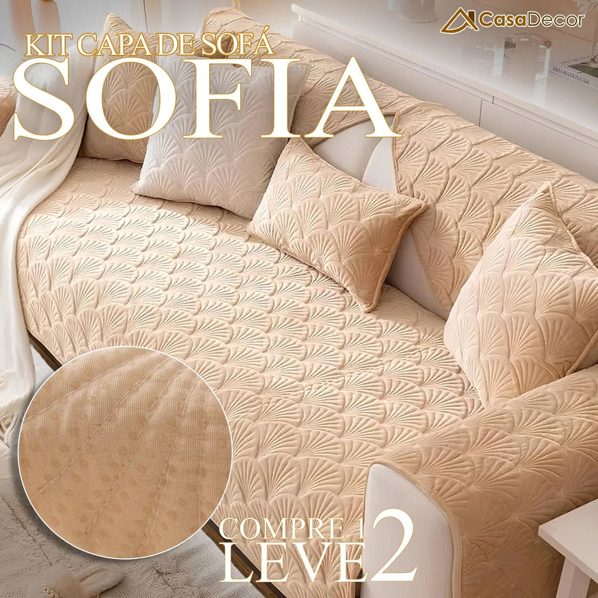 [Pague 1, Leve 2] Capa de Sofá Sofia (Toque Suave Que Abraça Seu Sofá!) + BRINDE: 2 Fronhas