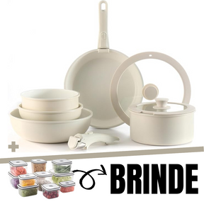 Kit Panelas CookWare Com Alças Removíveis + Kit 10 Potes Herméticos